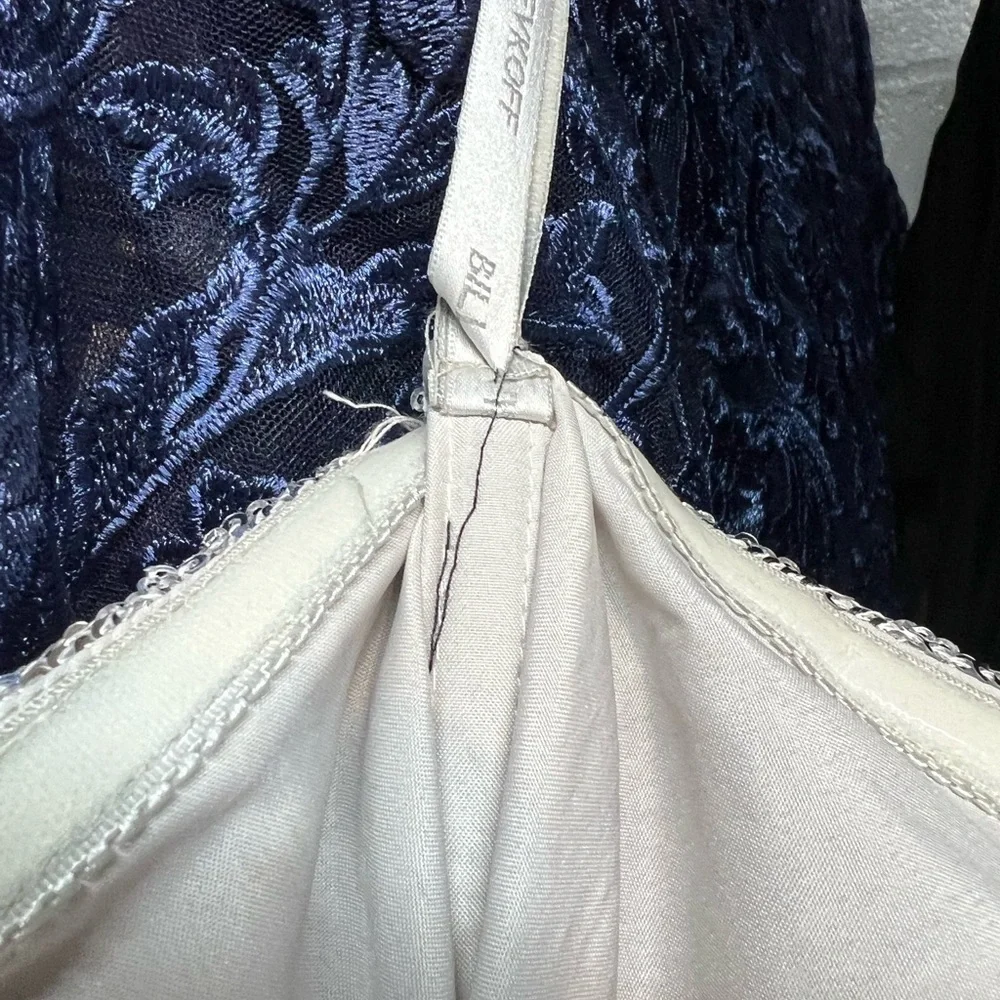 Bill Levkoff Strapless Sequined Top Gown